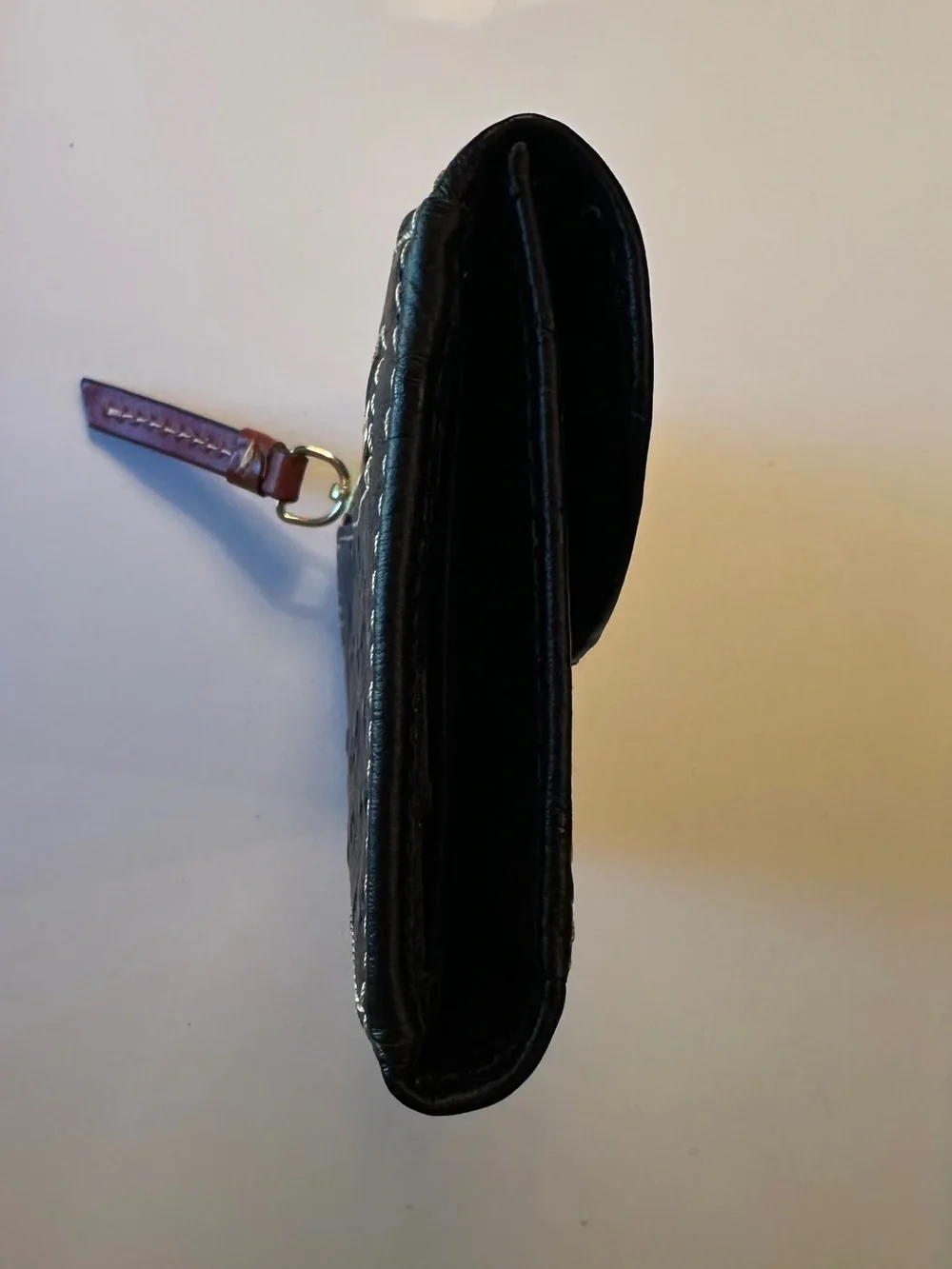 DOONEY & BOURKE BLACK OSTRICH-EMBOSSED CONTINENTIAL CLUTCH